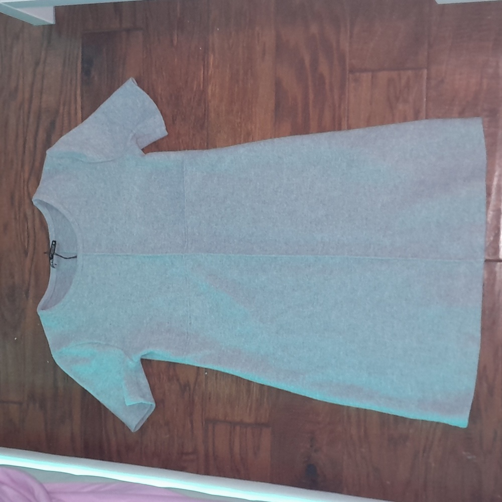 🎉Zara Exposed Seam Sweater Gray Mini Short Sleeve Dress - Picture 3 of 4